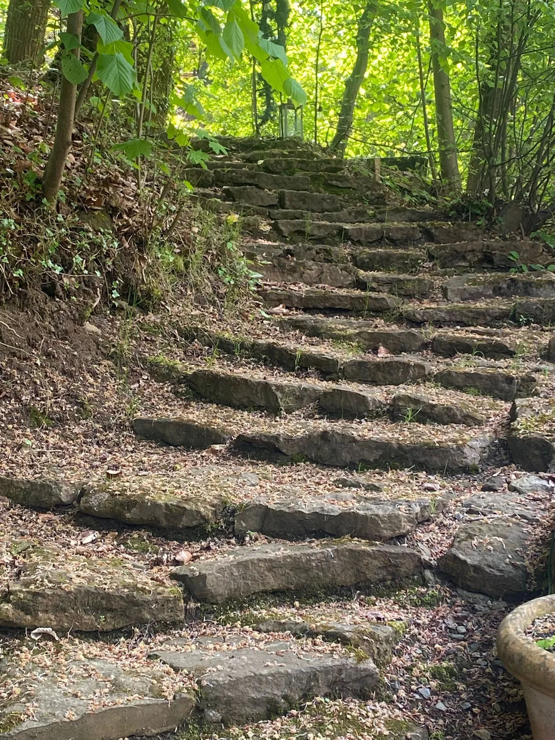Stein-Stufen wie ein Amphitheater auf dem Gelände am Jahrtausendblick